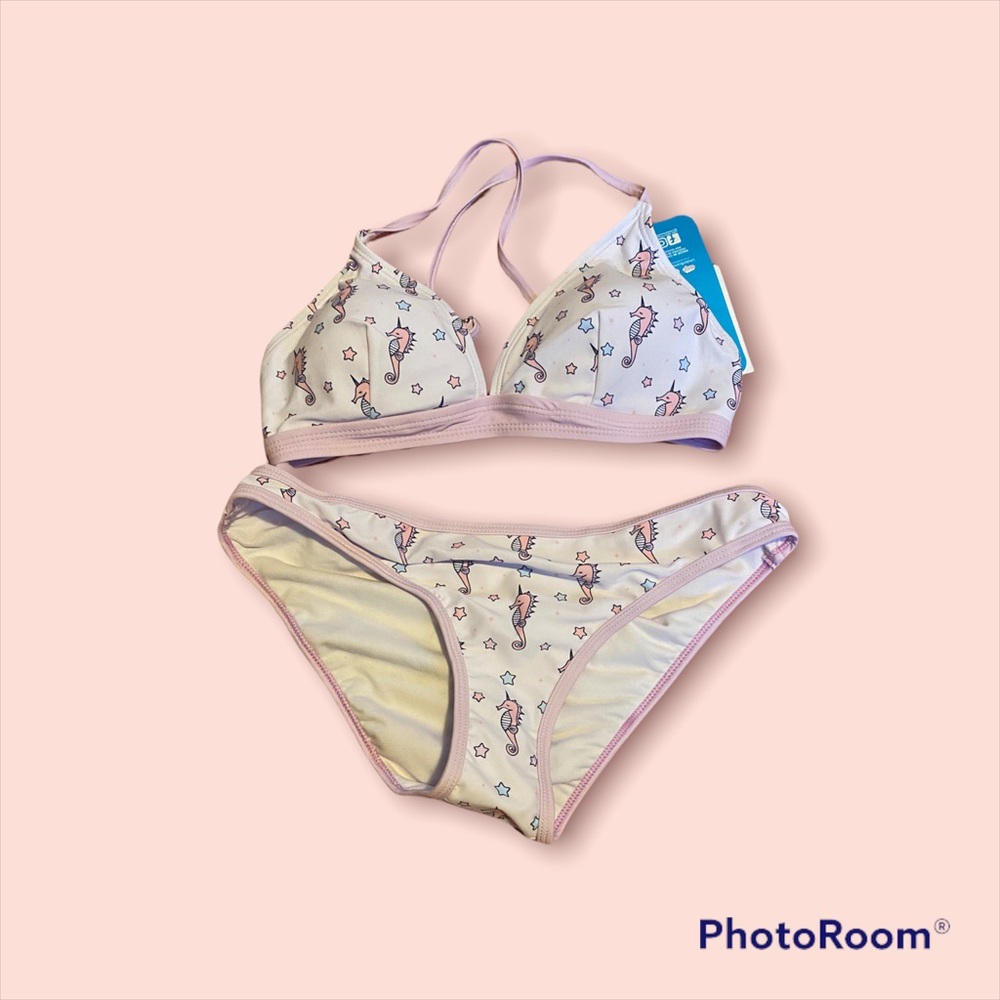 Sea horse pink and white bikini